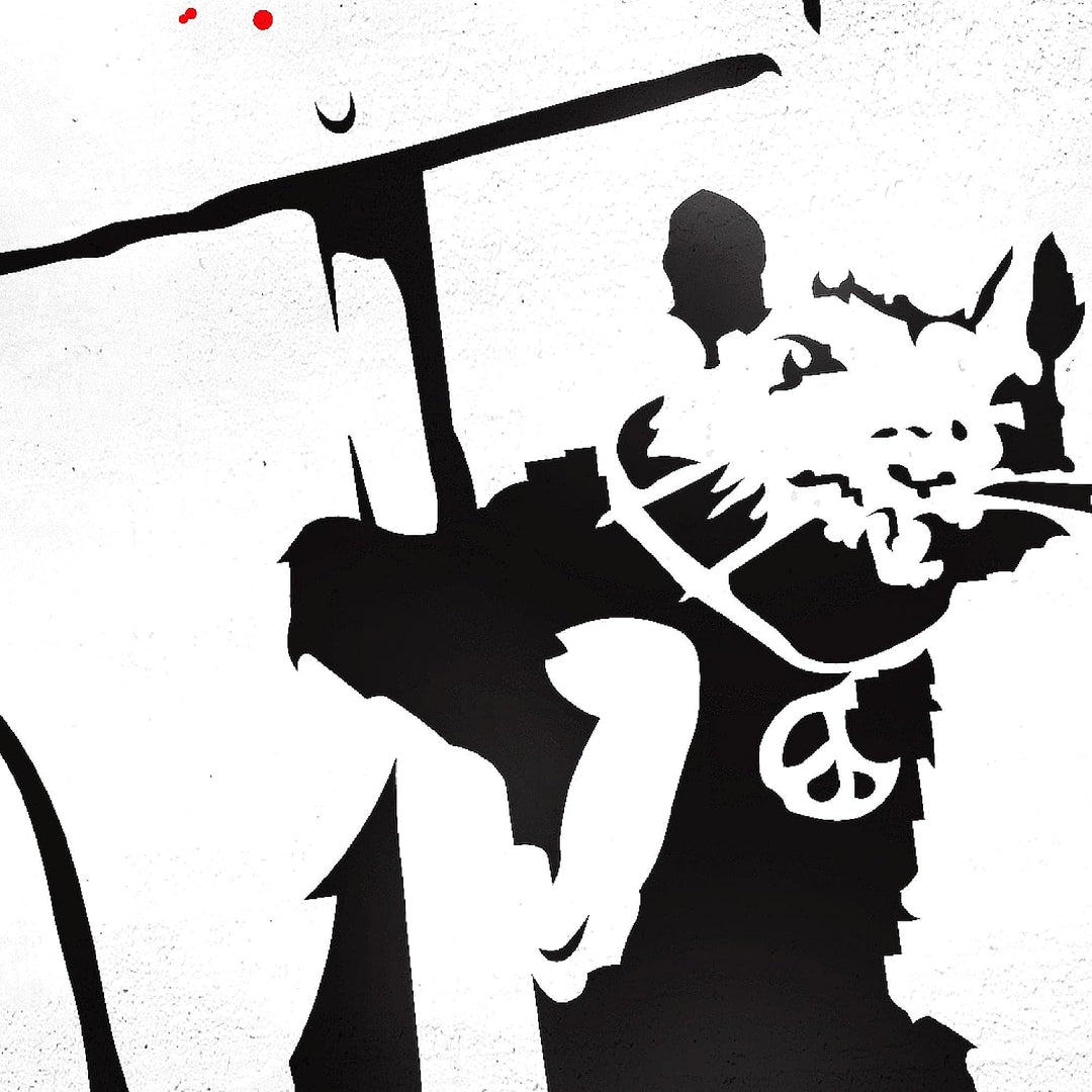 Runa Art Wandbilder Banksy Graffiti Zitat Ratte mit Shild 5 Teilig Bild auf Vlies Leinwand Deko Loft