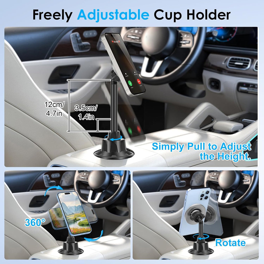 EEEKit Magnetische Handyhalterung Auto Becherhalter, Verstellbarer Arm 10,2–12,4in, Universelle Mags