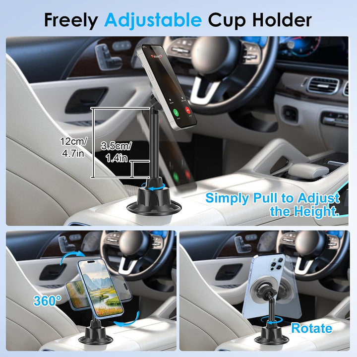 EEEKit Magnetische Handyhalterung Auto Becherhalter, Verstellbarer Arm 10,2–12,4in, Universelle Mags