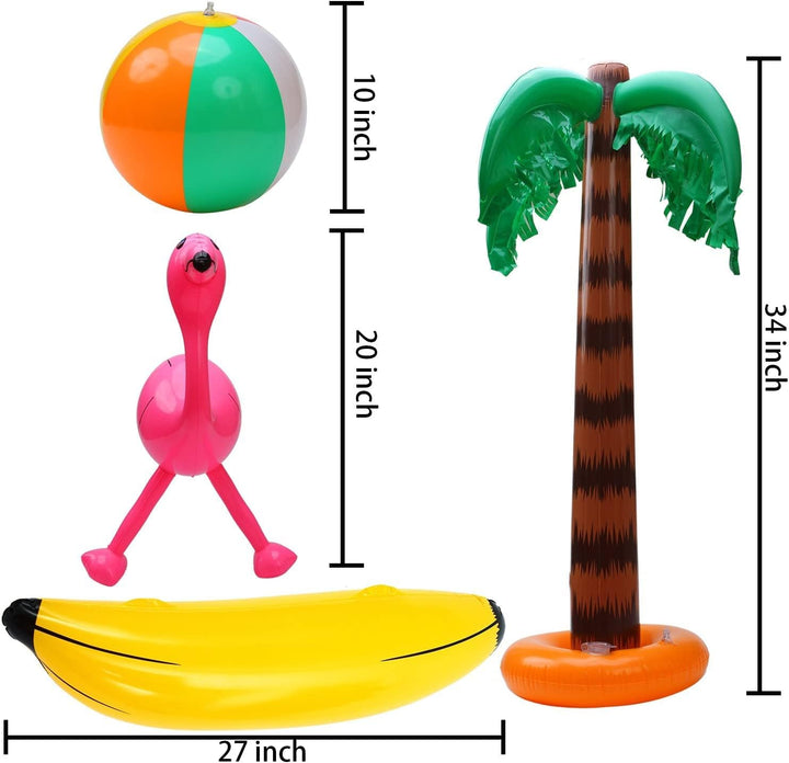 8 Stück aufblasbares Palmen Kokosnussbaum Set,Hawaii Strandspielzeug-Set inkl.Kokosnussbaum Banane F