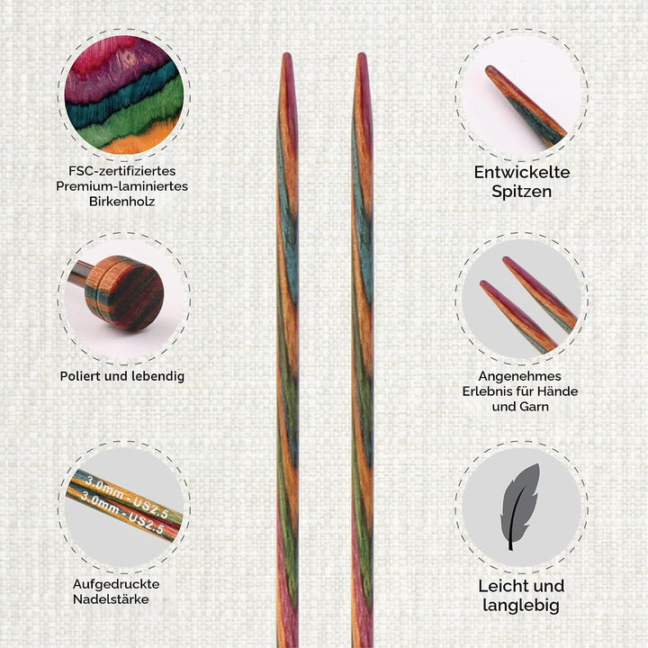 KnitPro - KnitPro Symfonie Hölzern (30cm, 3.5-8.00mm) Einzel-Spitz Stricken Nadel Setzen - 1 Setzen