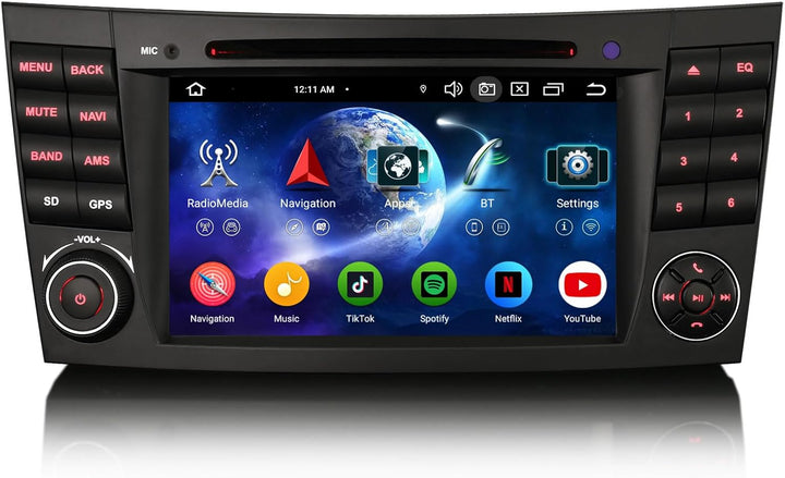 Erisin 8-Kern 4GB+64GB Android 14 Autoradio Bluetooth GPS Navi für Mercedes Benz E Klasse W211 CLS K