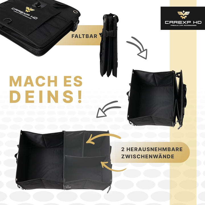 Kofferraum Organizer mit Deckel - Faltbare Kofferraumtasche als praktischer Auto Organizer inkl. Sei
