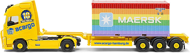 Herpa - Volvo FH Gl. XL 2020 Container-Sattelzug Acargo 10 Jahre / 20 ft. Maersk Rainbouw, 315364, M