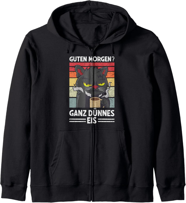 Guten Morgen Ganz Dünnes Eis Morgenmuffel Katze Kaffee Kapuzenjacke