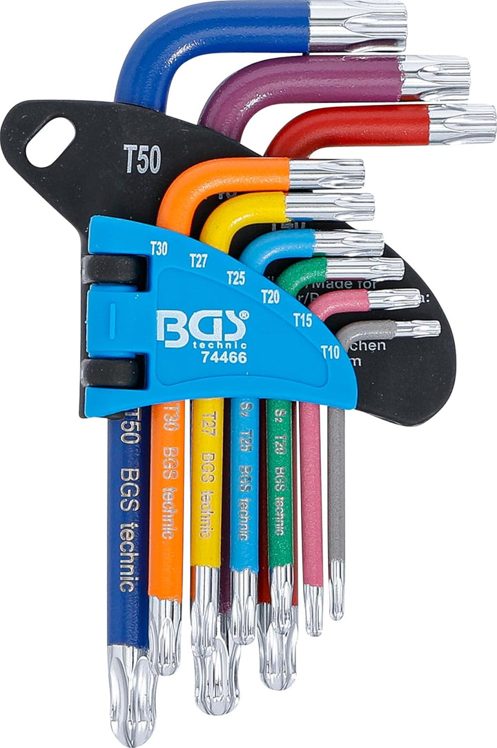 BGS 74466 | Winkelschlüssel-Satz | Multicolour | kurz | T-Profil (für Torx) mit Kugelkopf T10 - T50