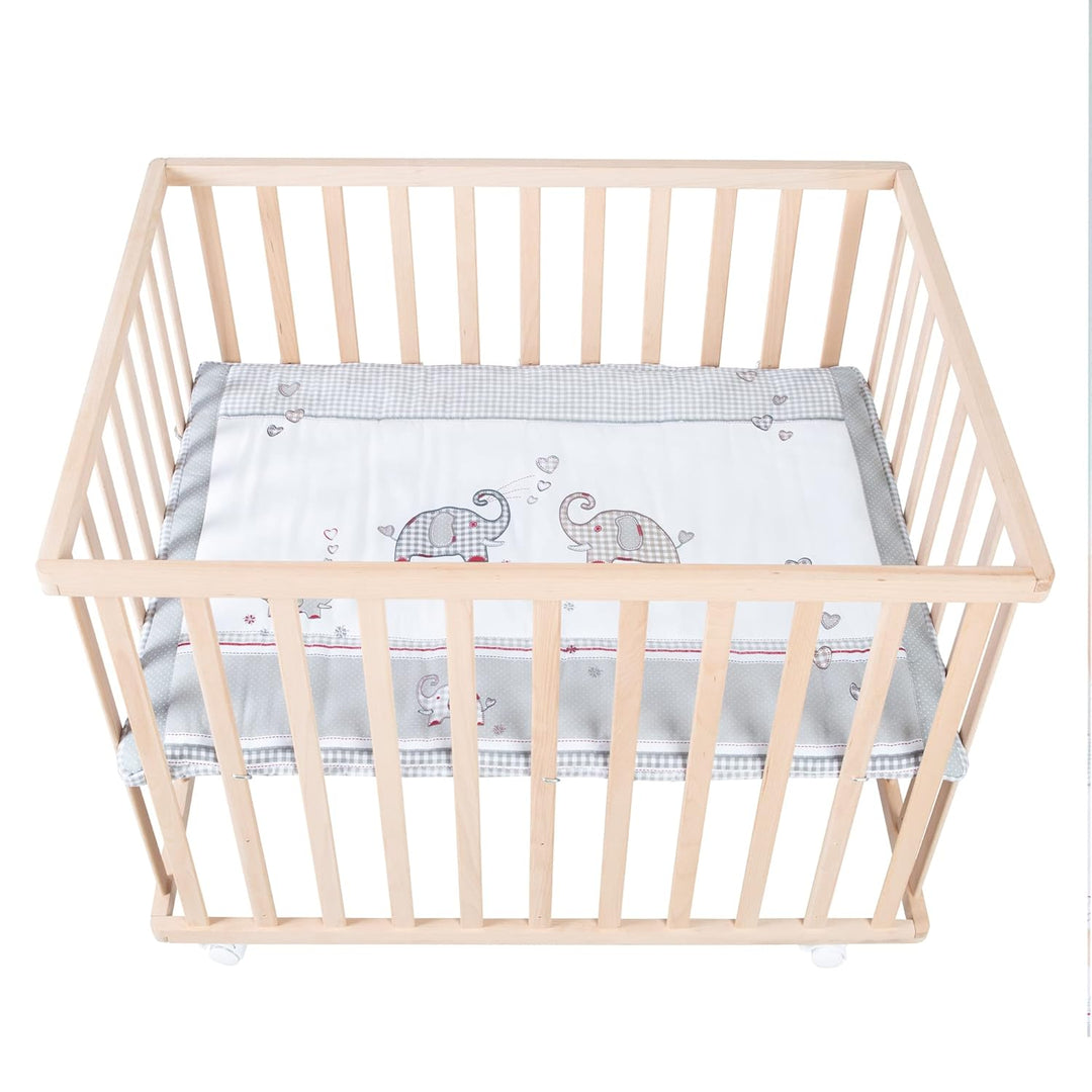 roba Laufgitter Jumbotwins 75 x 100 cm inkl. Einlage - Mobiles Krabbelgitter mit Rollen - Laufstall