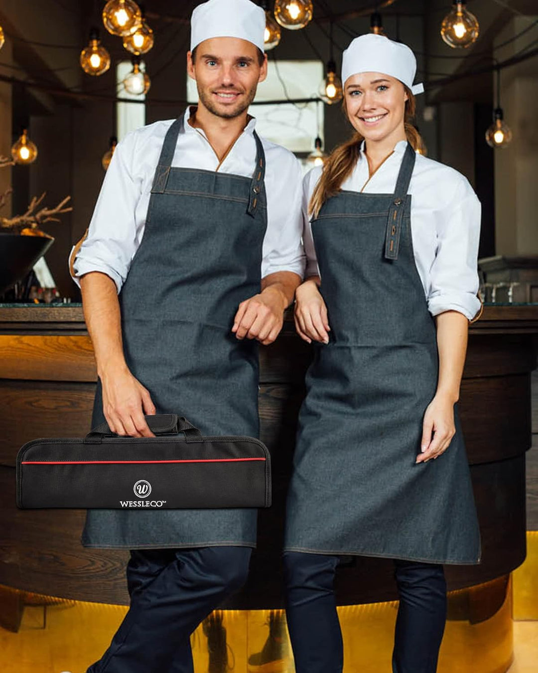 Wessleco Chef-Messertasche (5 Schlitze), Messer-Etui aus Nylon, zur Aufbewahrung von Messern, Traget