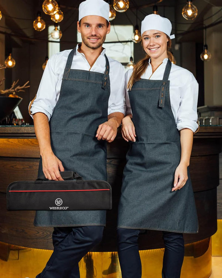 Wessleco Chef-Messertasche (5 Schlitze), Messer-Etui aus Nylon, zur Aufbewahrung von Messern, Traget