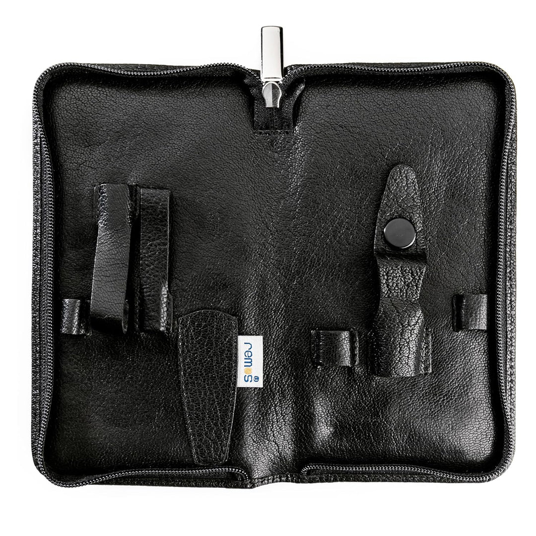 REMOS Nageletui leer aus echtem Leder zum Bestücken mit 7 Instrumenten - schwarz, Schwarz