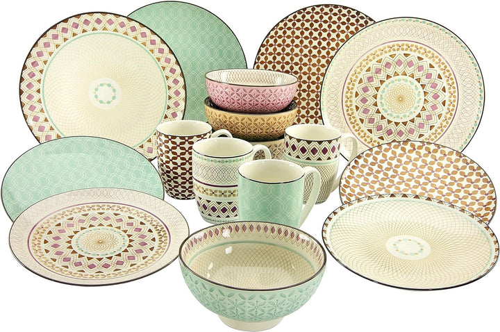 Creatable, 20310, Serie MANDALA, Geschirrset Kombiservice 16 teilig, Steinzeug Kombiservice 16 teili