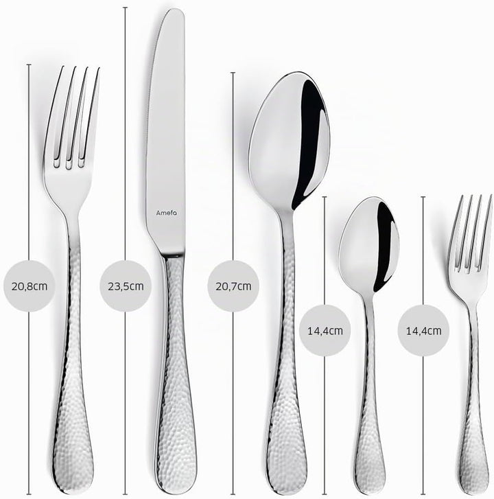 Amefa SIERRA Besteck Set 6 Personen | 30-teilig | Edelstahl 18/10 satiniert | gehämmerte Griffe | Es