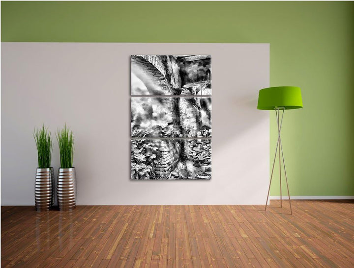 Pixxprint Alte Ruine als Leinwandbild/Grösse: 3 Teilig (120x80) cm/Wandbild/Kunstdruck/fertig bespan