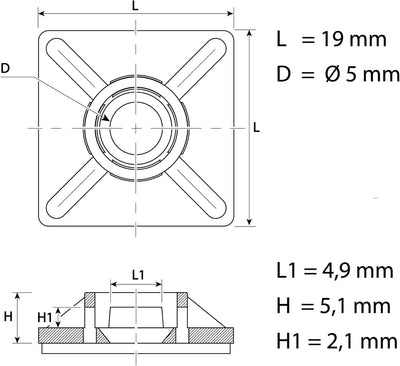 intervisio Klebesockel für Kabelbinder 19 mm x 19mm Montagesockel Kabelbinderhalter Set Schraubsocke