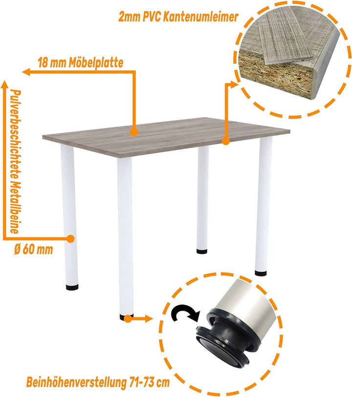AKKE 60x40 | Esszimmertisch - Esstisch - Tisch mit weissen Beinen - Küchentisch - Bürotisch | TRÜFFE