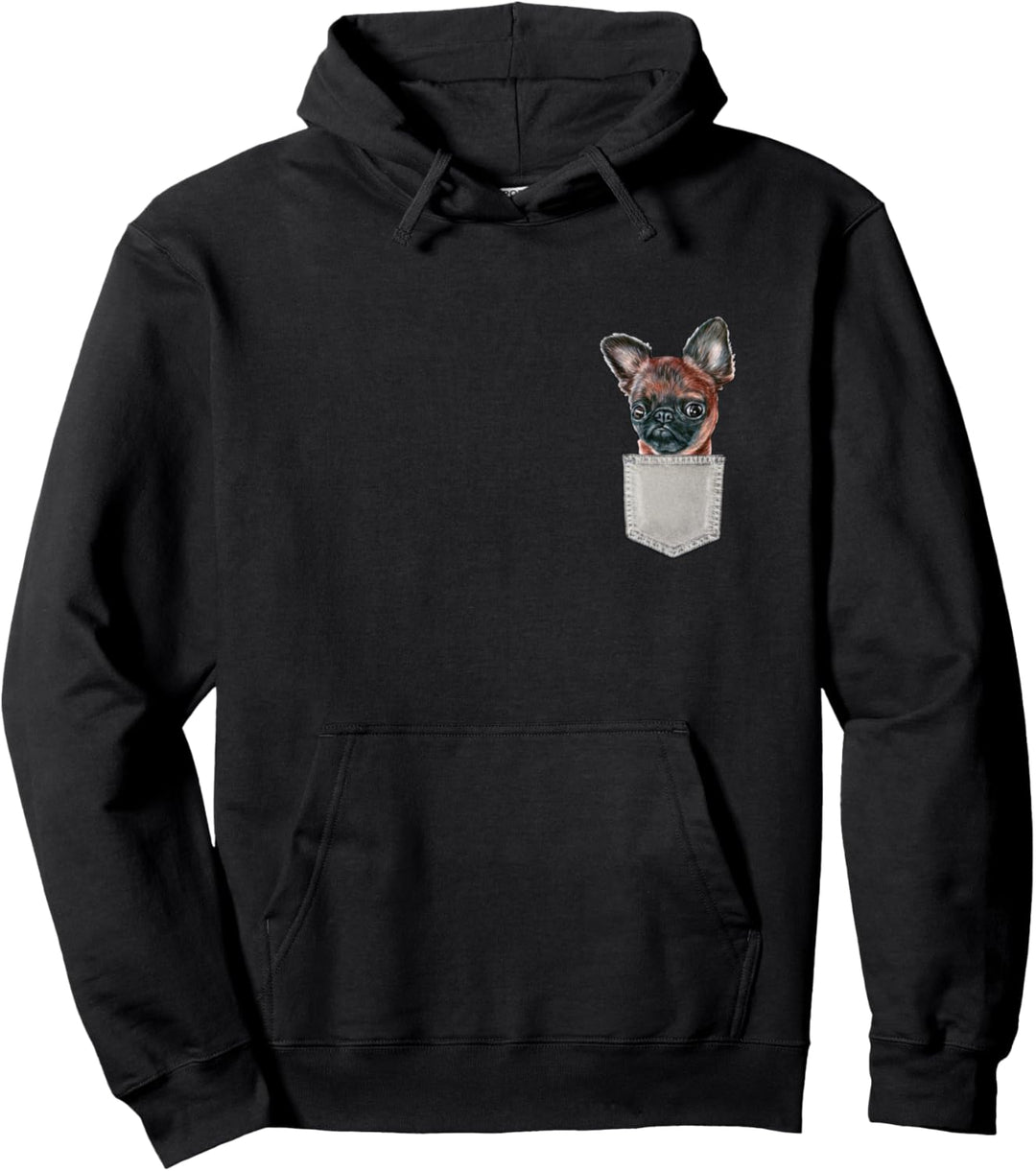 BRÜSSELER GRIFFON Hund in Brusttasche Dog In Pocket Geschenk Pullover Hoodie