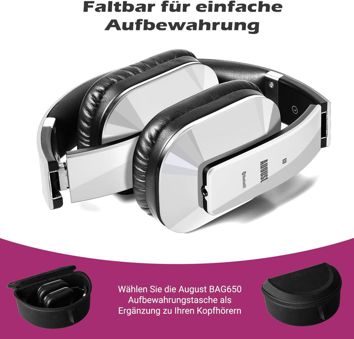August EP650 - Bluetooth Kopfhörer v4.2 NFC mit aptX Low Latency - Stereo Over Ear Headphones mit Au