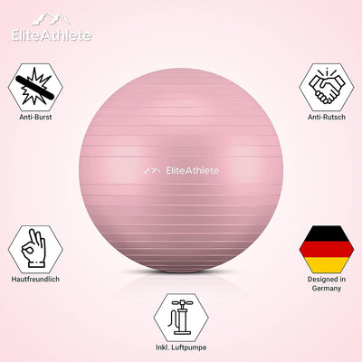 EliteAthlete Gymnastikball Sitzball Büro ergonomisch mit Anti Burst System - Fitness Pilates Schwang