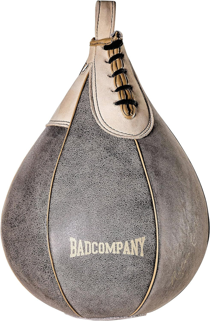 Bad Company Speedball Plattform mit Rindsleder Retro Boxbirne medium zur Wandmontage I BCA-130