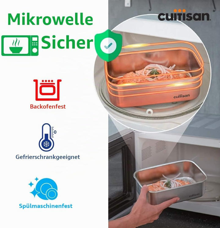 CANDL Cuitisan (Flora) Frischhaltedose aus rostfreiem Edelstahl mit Clipverschluss-Deckel, rechtecki