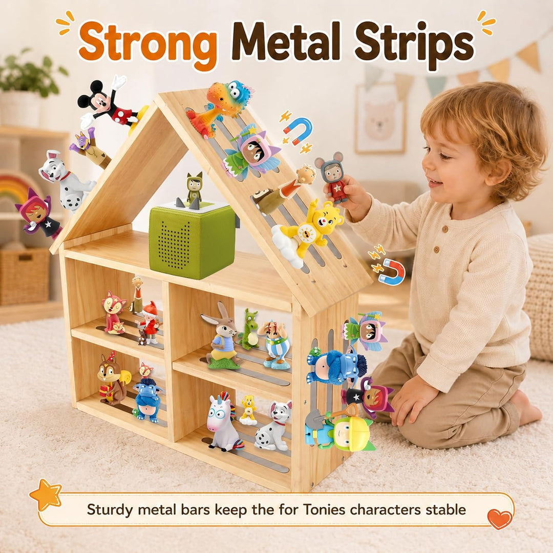 Premium Tonie Regal Kinderzimmer Hausform für bis zu 60-90 Tonie| 2 Stock Grosse Tonies Aufbewahrung