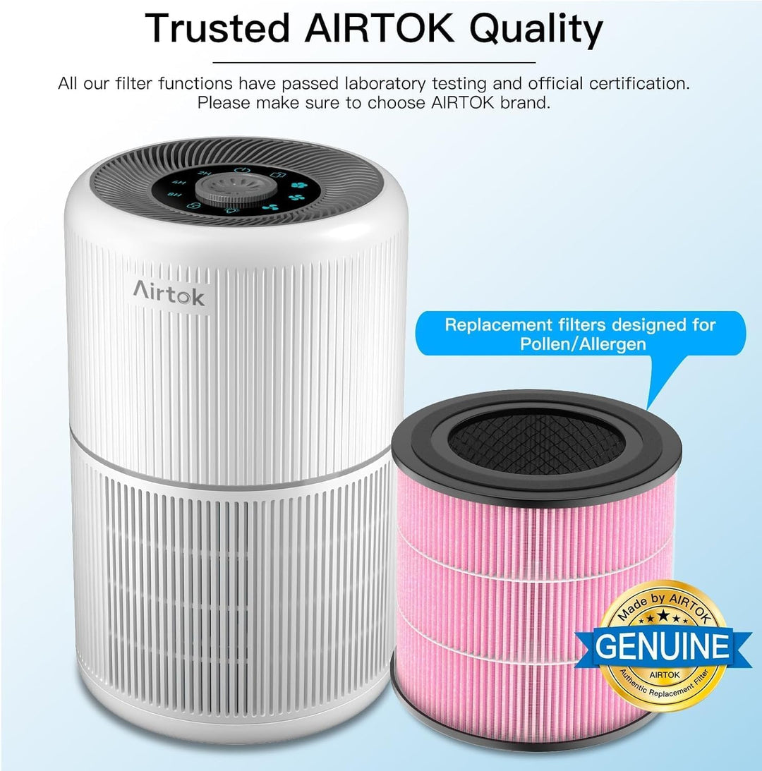 AIRTOK Luftreiniger AP0601 Ersatzfilter 2er Set, 4-Stufiges Filtersystem, H13 True HEPA Filter (Nur