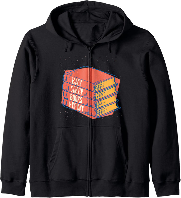 EAT SLEEP BOOKS Essen Schlafen Bücher Wiederholen Meme Kapuzenjacke