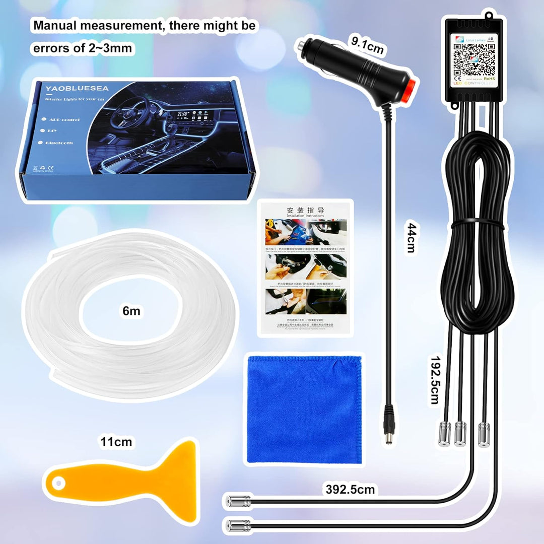 YAOBLUESEA 12V Auto LED Innenbeleuchtung, 6M LED 5050 RGB Ambientebeleuchtung Atmosphäre Neon Lichtl