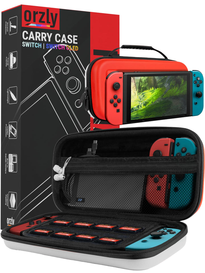 Orzly Tragetasche Kompatibel mit Nintendo Switch und New Switch OLED-Konsole - Schwarze schützende H