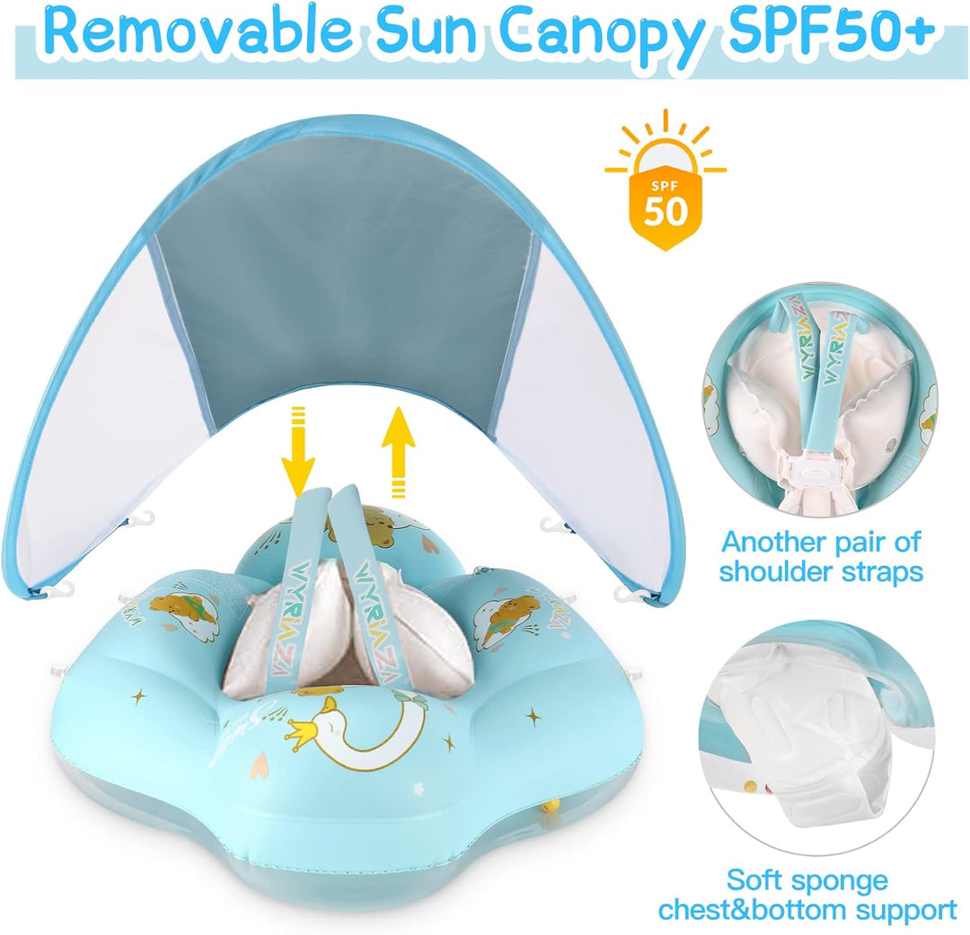 WYRIAZA Schwimmring Baby, Schwimmhilfe Baby | Baby Schwimmring mit Sonnendach SPF 50+ | Rüsten sie B