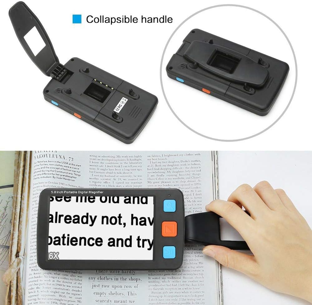 Low Vision Digitale Elektronische Leselupe,Mobile Lesehilfe mit 5 Zoll LCD-Monitor