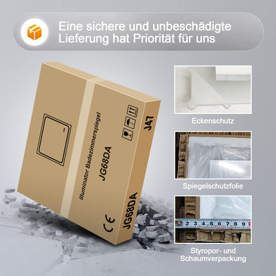 BD-Baode Spiegel Rund, 50x50 cm Wandspiegel Rund mit Hochwertigen Schwarz Metallrahmen, Runder Desig