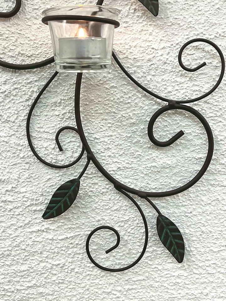 DanDiBo Teelichthalter Metall Wand Braun 131001 Wandteelichthalter 75 cm Wandleuchter Kerzenhalter W