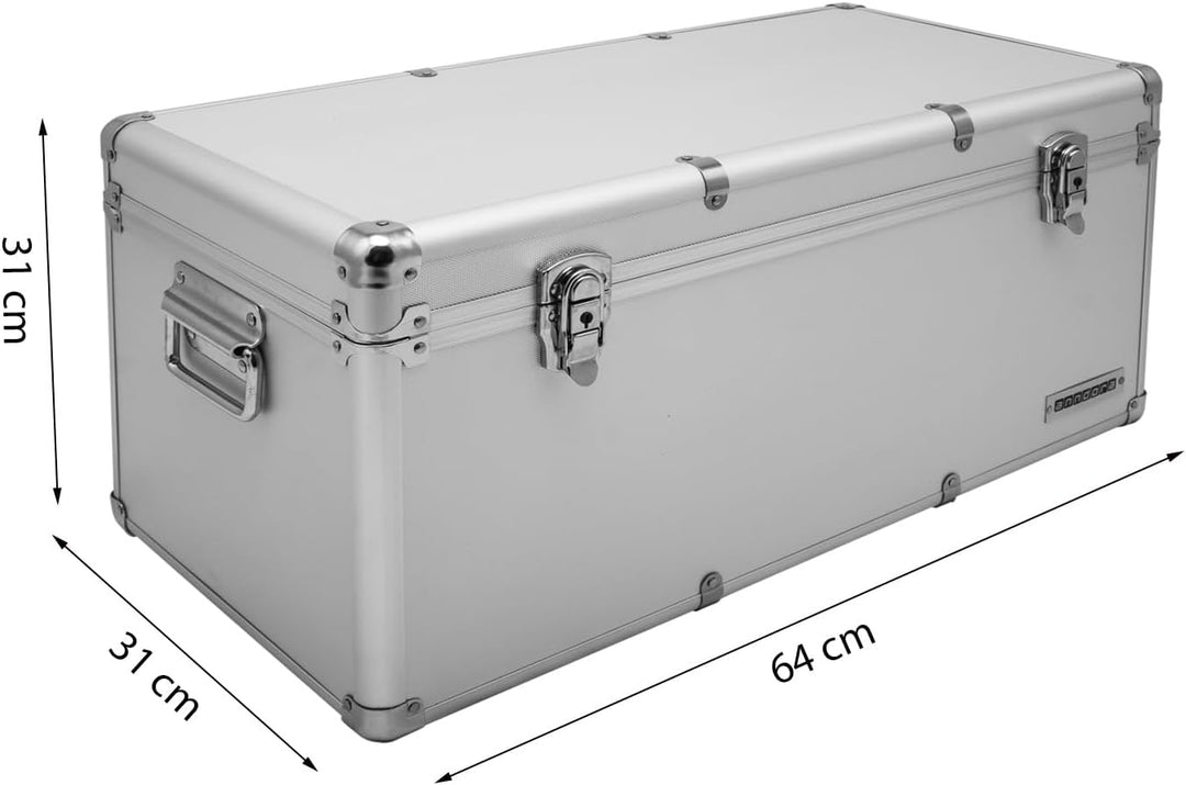 Aluminium-Rahmenkoffer Transport-Box, Koffer in Silber mit 54 Liter Volumen 054 Liter Silber, 054 Li