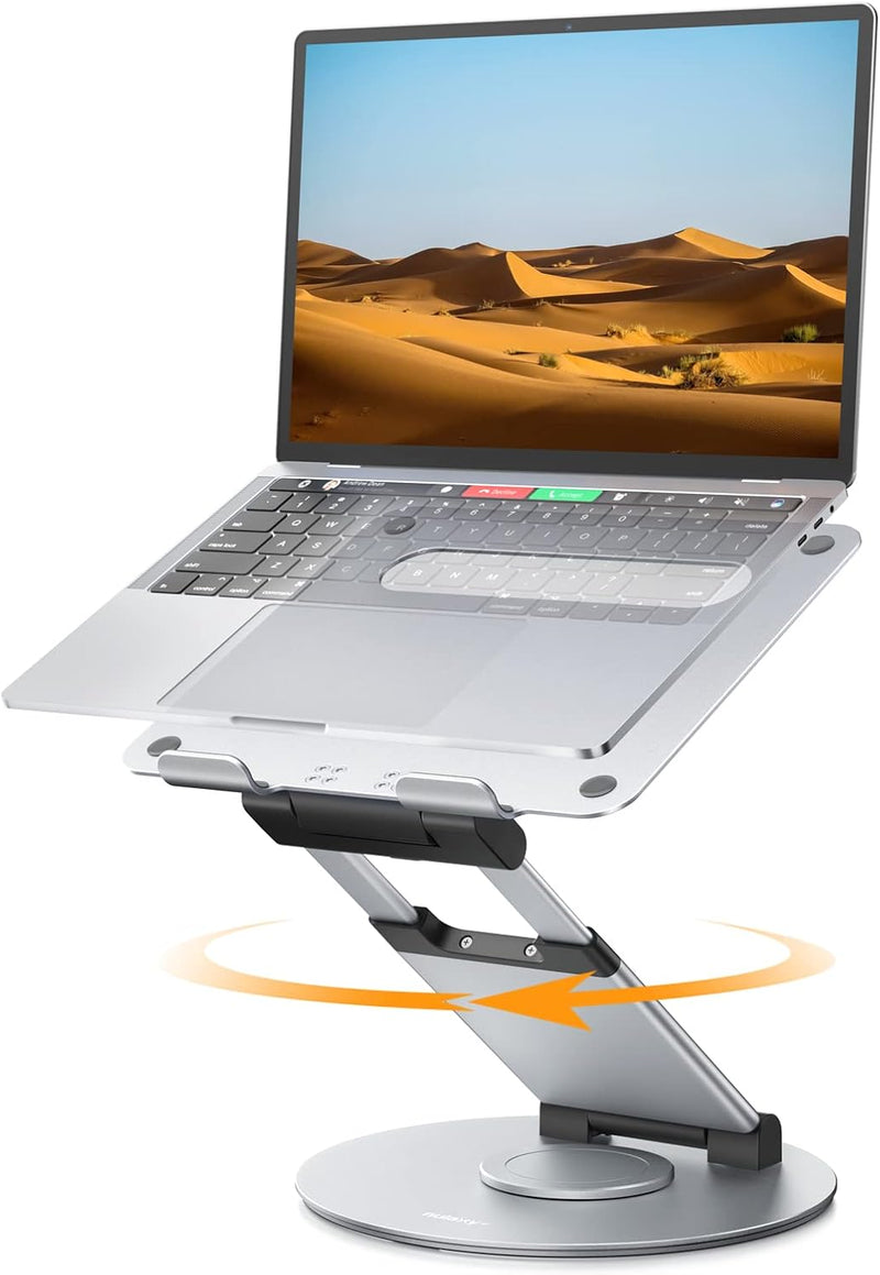 NULAXY Ausziehbare Laptop Ständer mit 360 Drehbarer Basis, Ergonomischer Laptopständer Höhenverstell