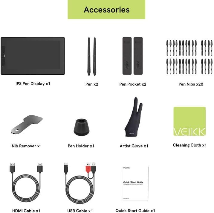 Grafiktablett mit Display • VEIKK VK1200 1,6 Zoll Zeichentablett mit Display • 6 Shortcut-Tasten und