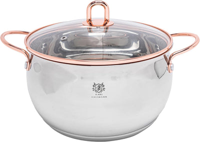Topfset Induktion 3-teilig, Kochtopf Set mit Glasdeckel, Edelstahl mattiert, Induktions Töpfe Set un
