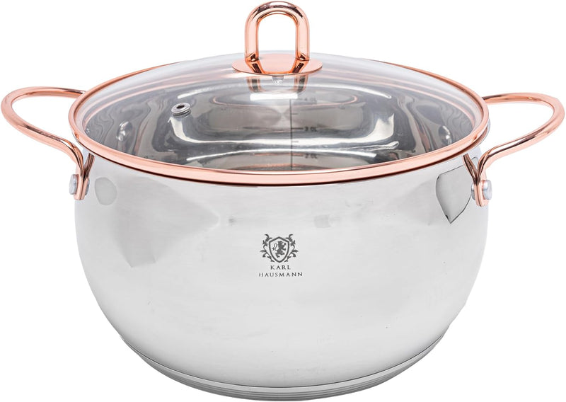 Topfset Induktion 3-teilig, Kochtopf Set mit Glasdeckel, Edelstahl mattiert, Induktions Töpfe Set un