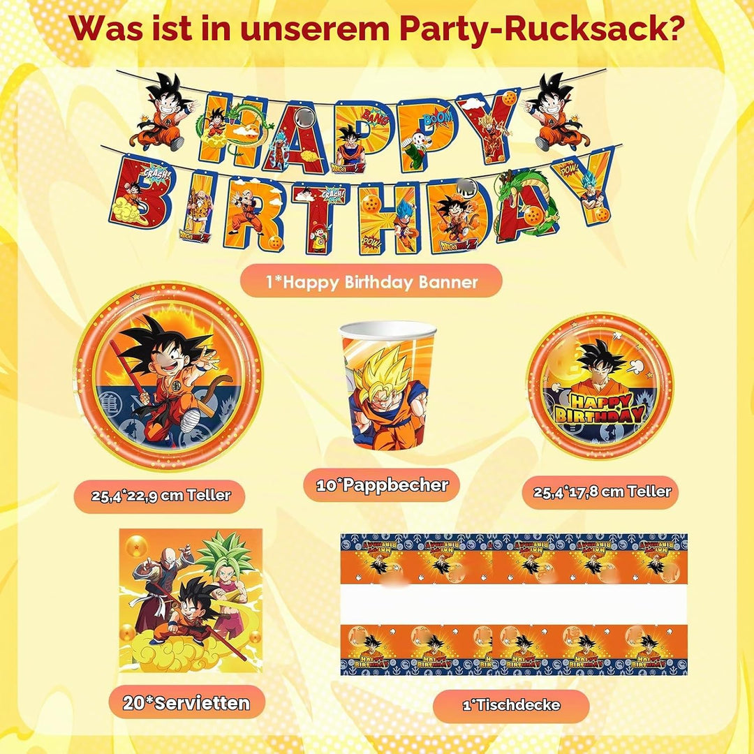 Dragon Pappteller Kindergeburtstag Deko Go- Ku Geburtstag Geschirr Set Geburtstagsdeko Partygeschirr
