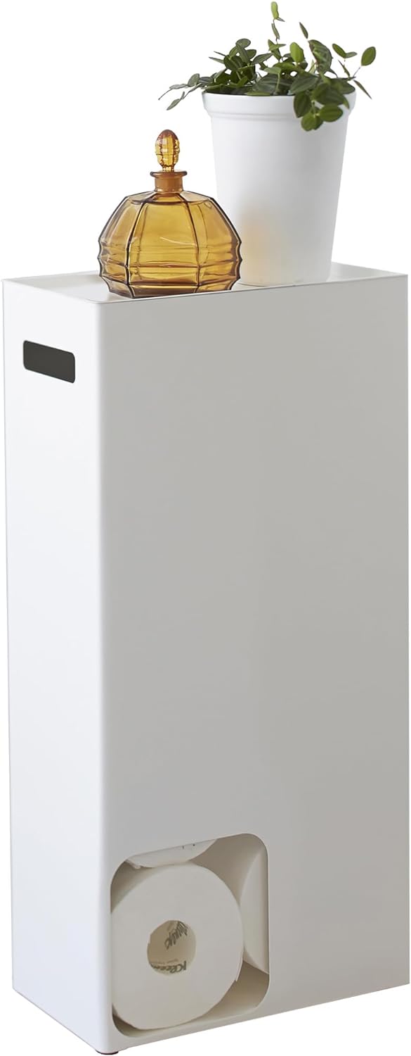 YAMAZAKI 'Tower' 3455 Toilettenpapierspender, Stahl, Weiss, 8 Rollen, Klopapier Aufbewahrung, Toilet