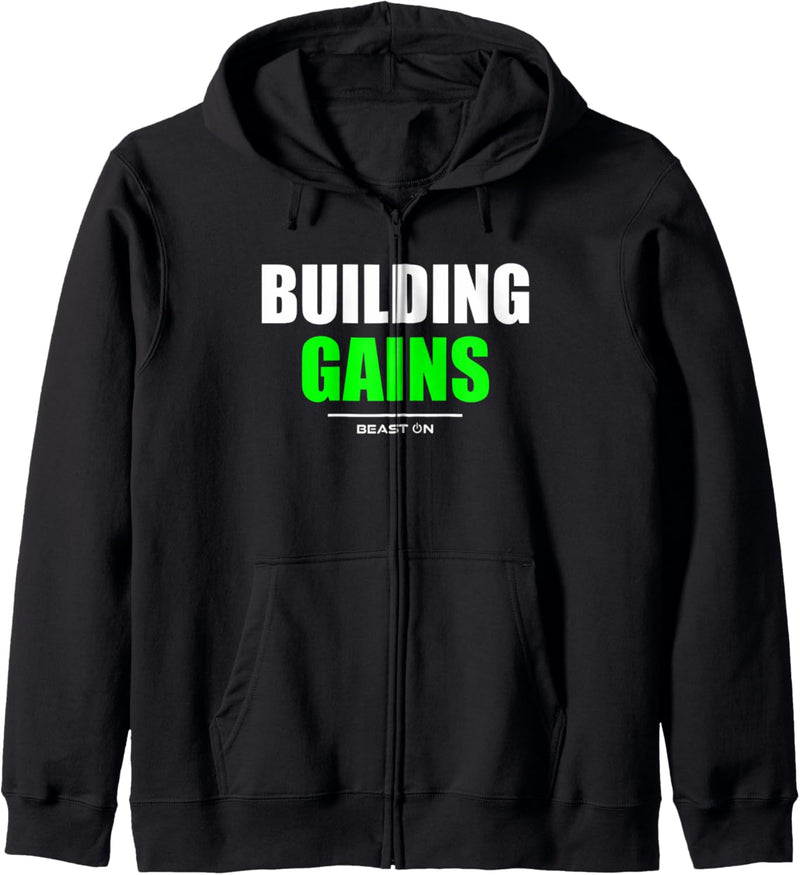 Building Gains Gym Fitness Workout Bodybuilding Grün Print Kapuzenjacke