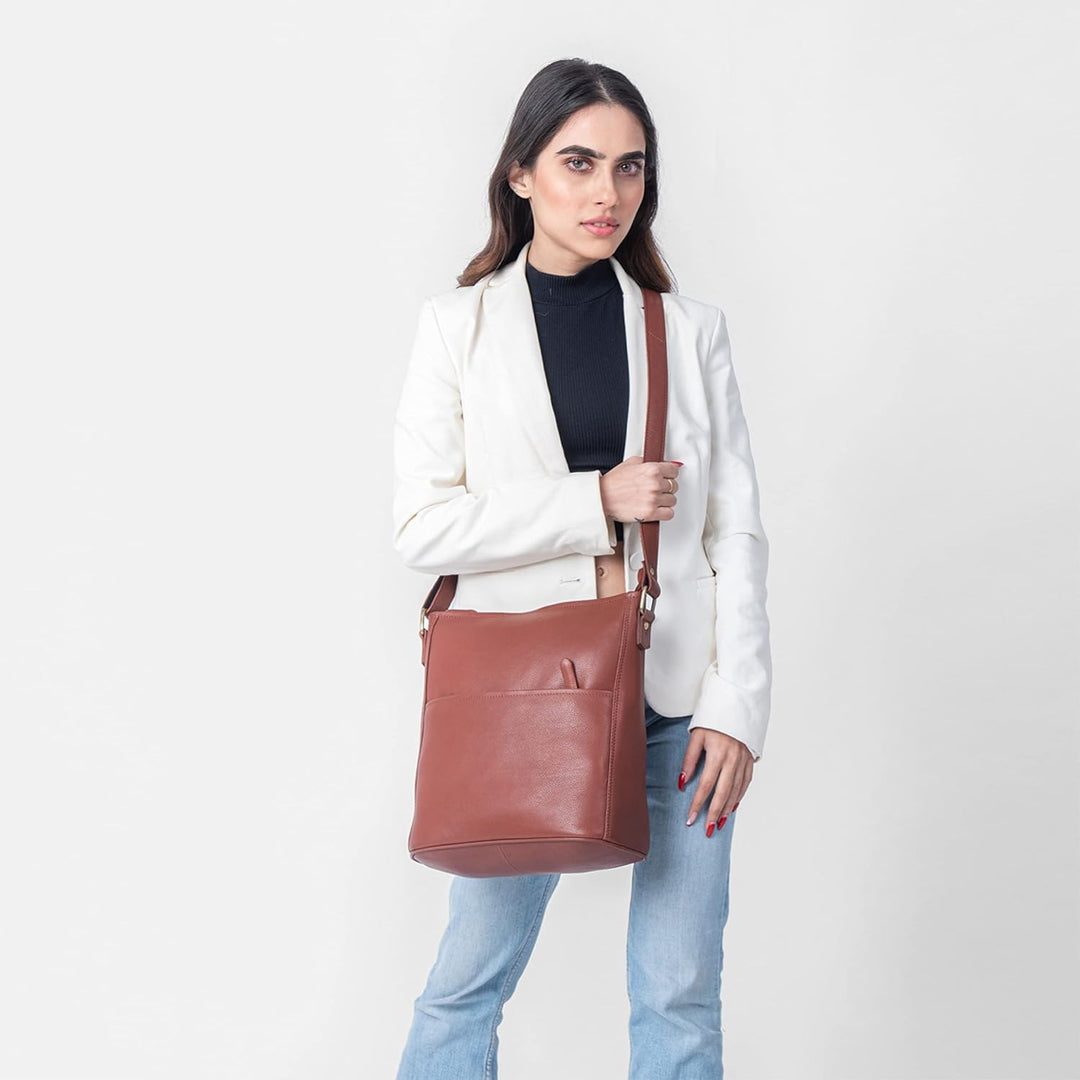 LEABAGS Leder Handtasche Damen I Premium Echtleder Umhängetasche I Schultertasche I Damentasche I Tr