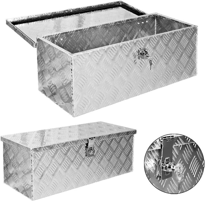 Trucky Truckbox, Deichselbox Aluminium, Anhängerbox 15 Grössen, Werkzeugkiste mit Schloss und Schlüs