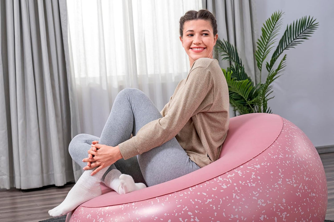Bestway Inflate-A-Chair Luftsessel 112x112x66 cm Pink – Aufblasbarer Sessel für Indoor &amp; Outdoor, Lo