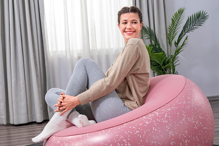 Bestway Inflate-A-Chair Luftsessel 112x112x66 cm Pink – Aufblasbarer Sessel für Indoor &amp; Outdoor, Lo