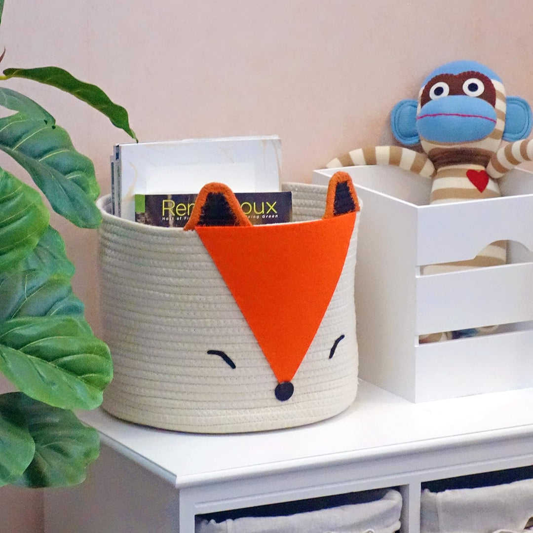 Orange Fox Aufbewahrungskorb – mittelgross, vielseitig einsetzbar für Baby-Windeln, Wäsche, Kinderzi