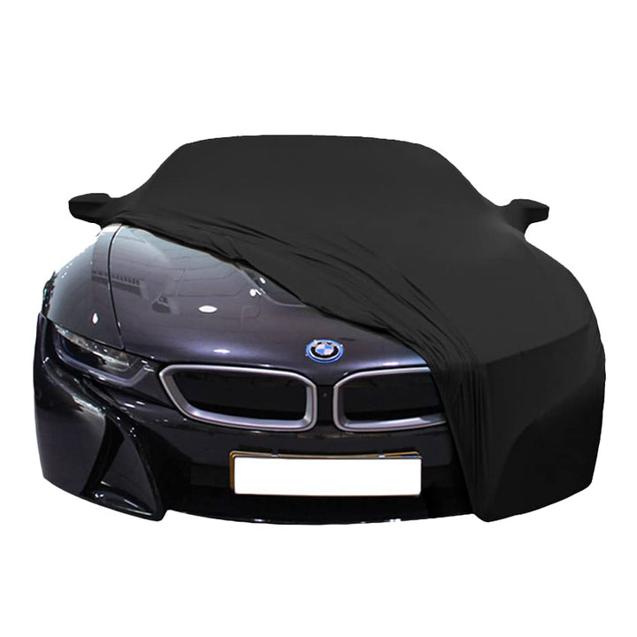 Indoor Autoabdeckung kompatibel mit BMW i8 mit Spiegeltaschen SUPER Soft Stretch