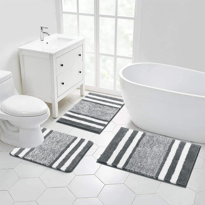 Pauwer Ultra Dicker Badteppich Set 3 Teilig Weich Hochflor Duschteppich Badematte Toilettenmatte Mas
