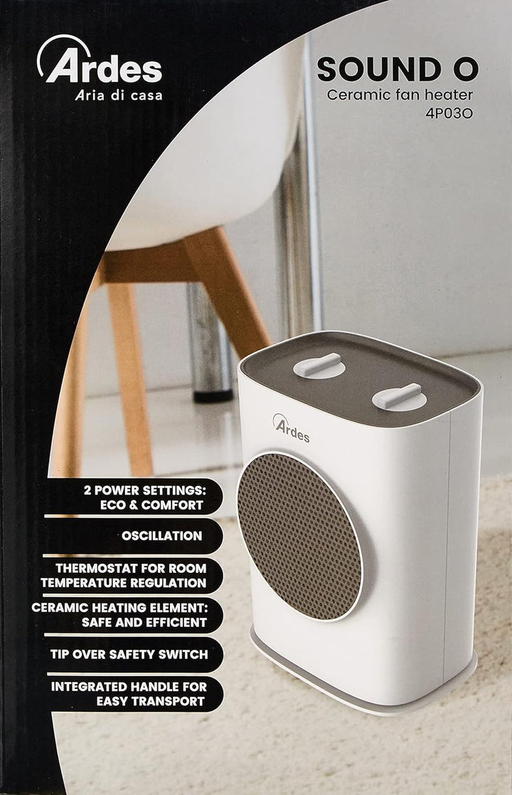 ARDES - AR4P03O SOUND O Oszillierender Keramik-Heizlüfter 1500W, Heizlüfter mit Bedienfeld, oszillie