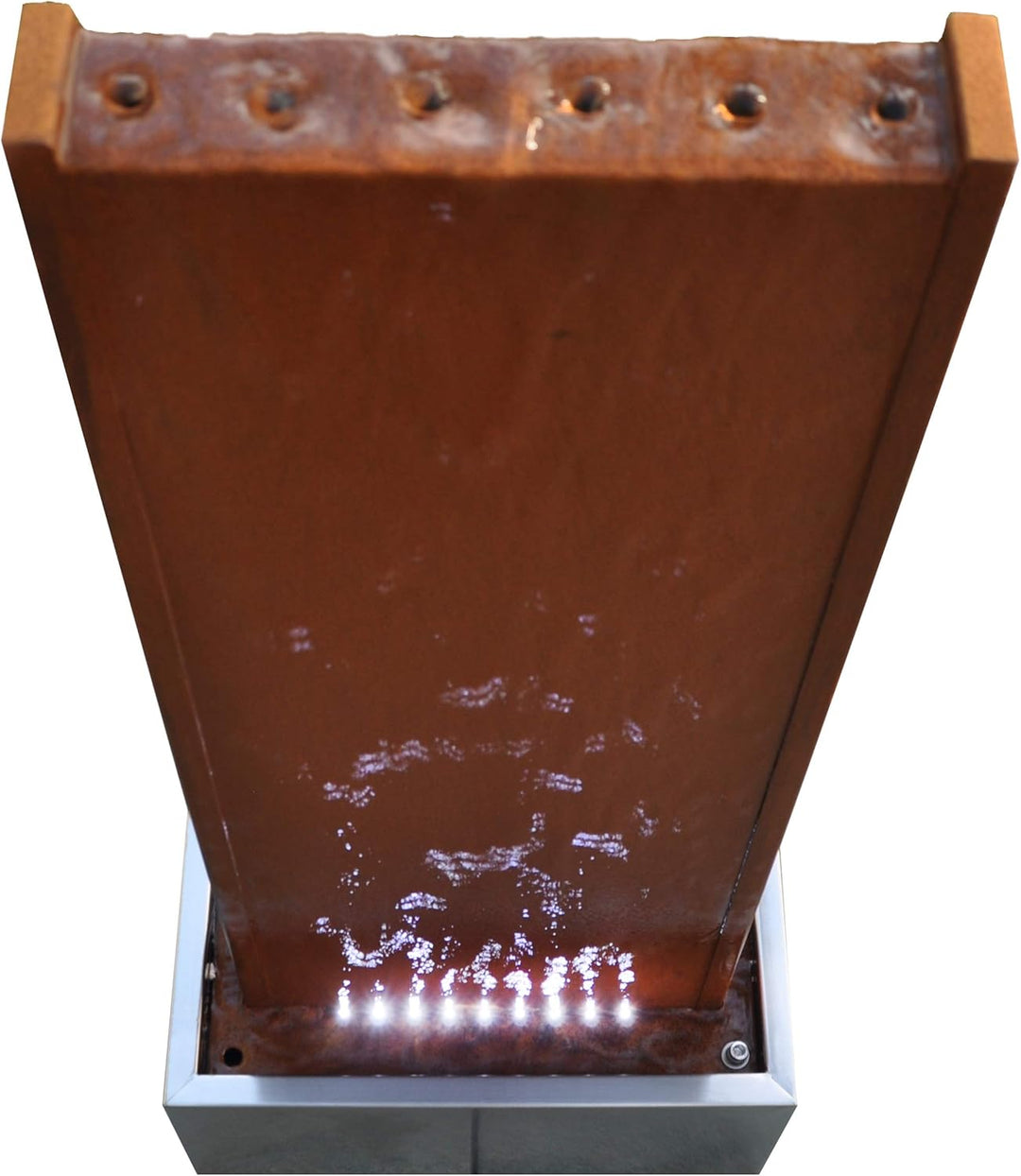 KÖHKO® Wasserwand ca. 97 cm Kombination aus Corten- und Edelstahl Wasserspiel mit LED-Beleuchtung Br